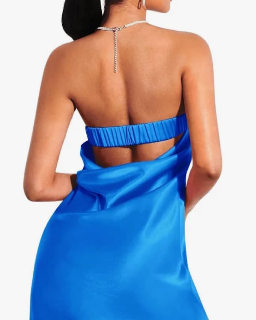 Royal Blue Strapless Hoco - Image 2