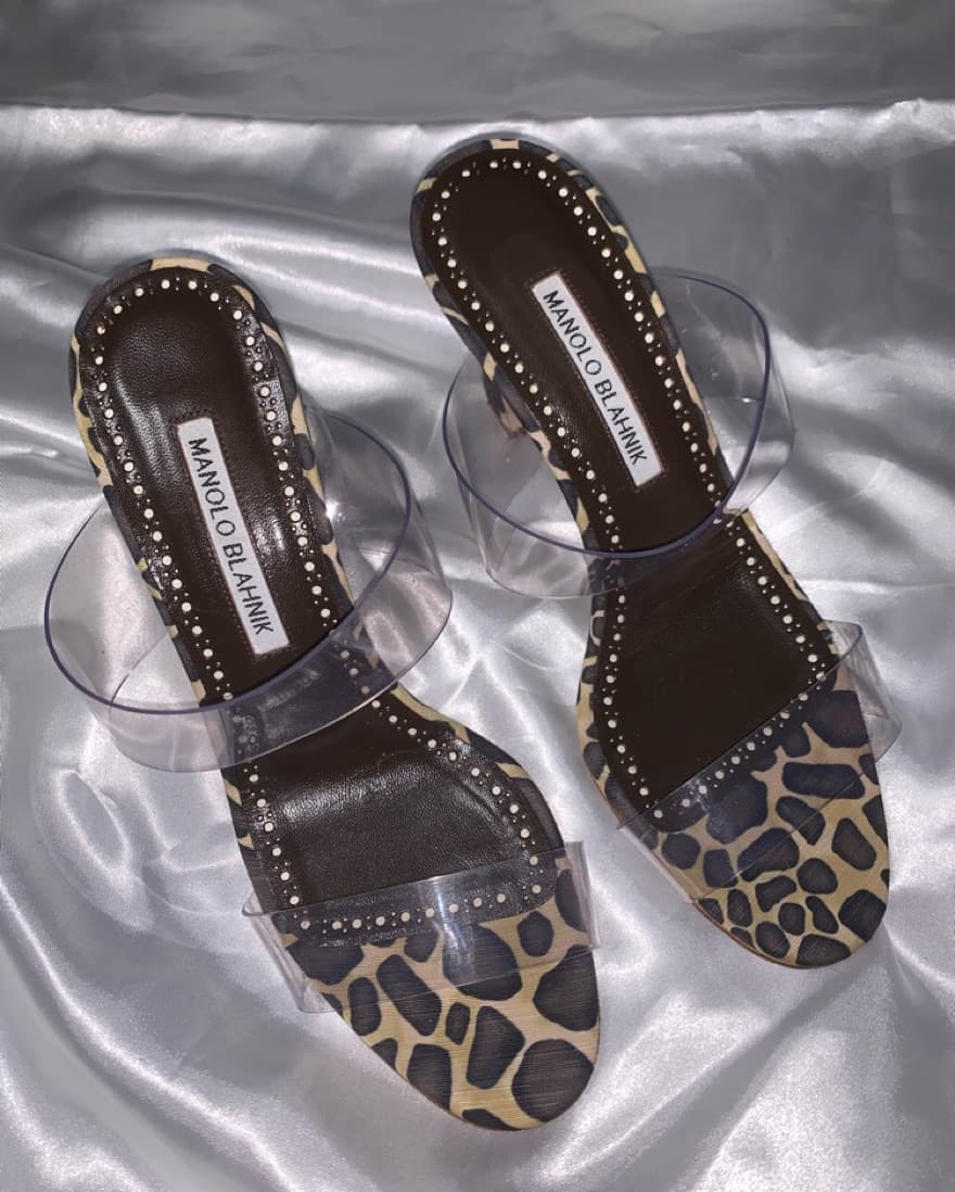 Manolo Blahnik Leopard Clear Chunky Heel - Image 4