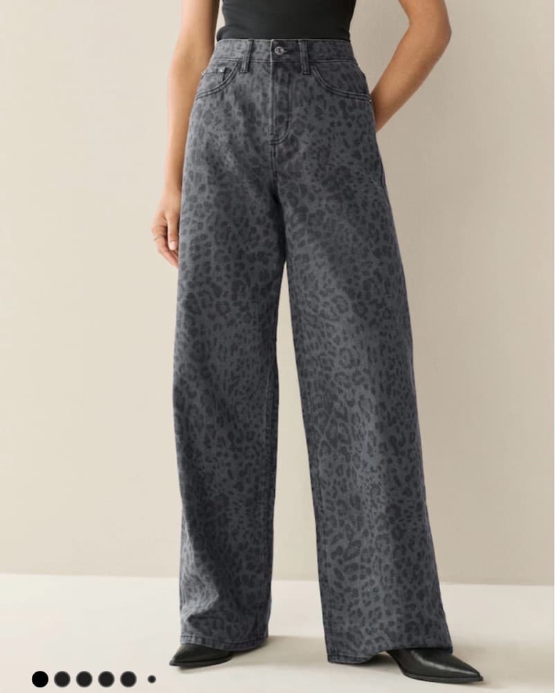 Leopard Print Wide Leg Jeans - Image 1