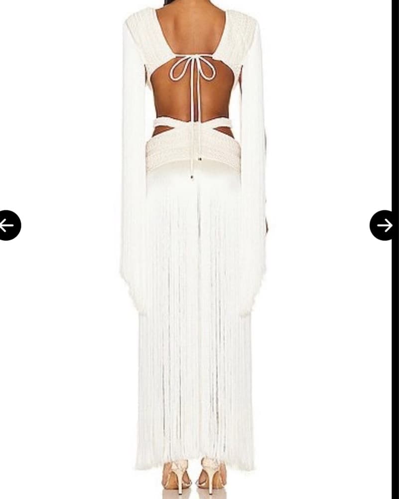 Patbo All Over Fringe V Maxi Dress XS 0-2 - Image 6