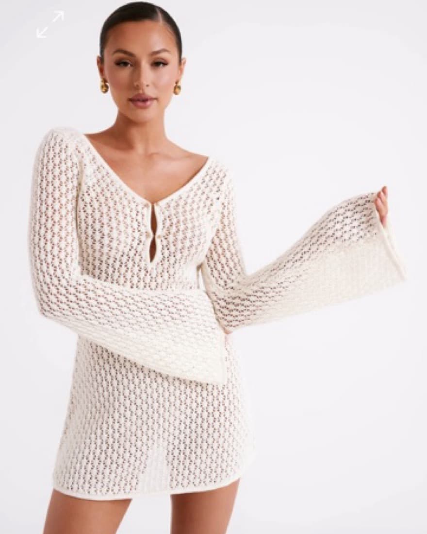 Kayleigh Crochet Knit Mini Dress - Image 3