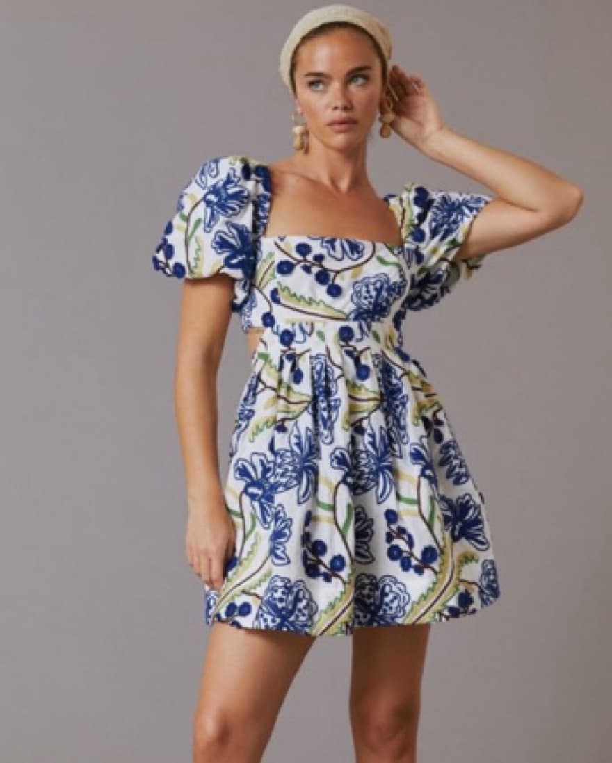 Puff Sleeve Babydoll Mini Dress - Image 1