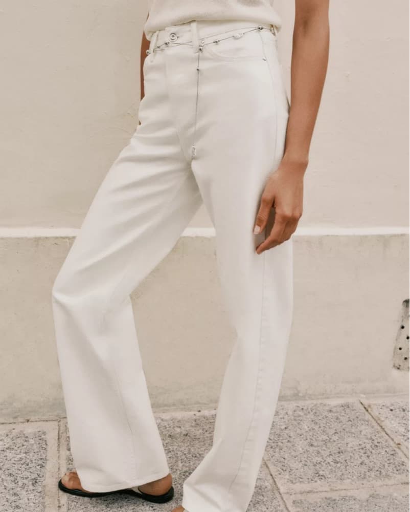 Pearlescent White Belted Jeans  - Image 1