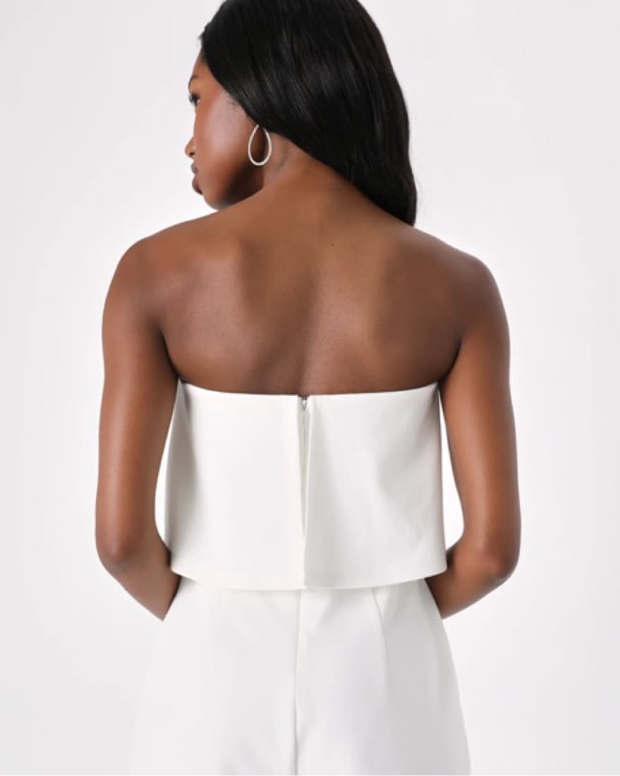 Chic Strapless White Romper - Image 3