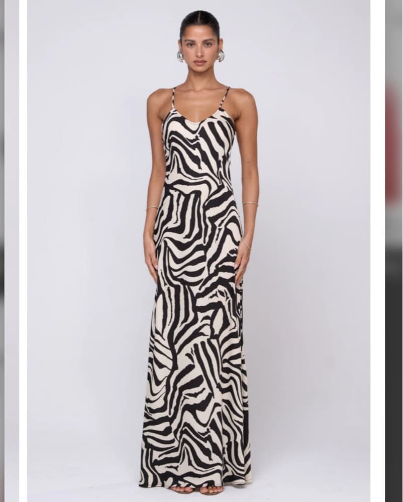 Resa Rose Silk Maxi Dress in Zebra - Image 2
