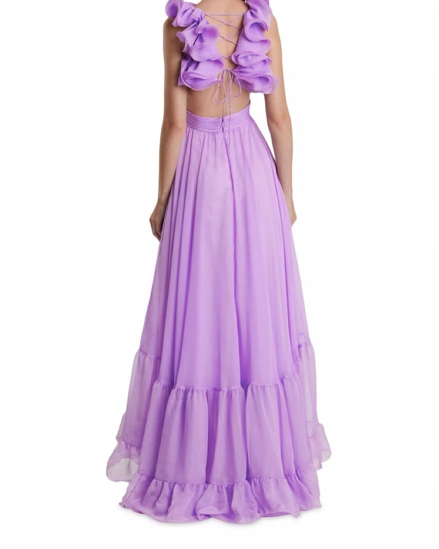 Mac Duggal Rosette Ruffle Chiffon Gown - Image 2