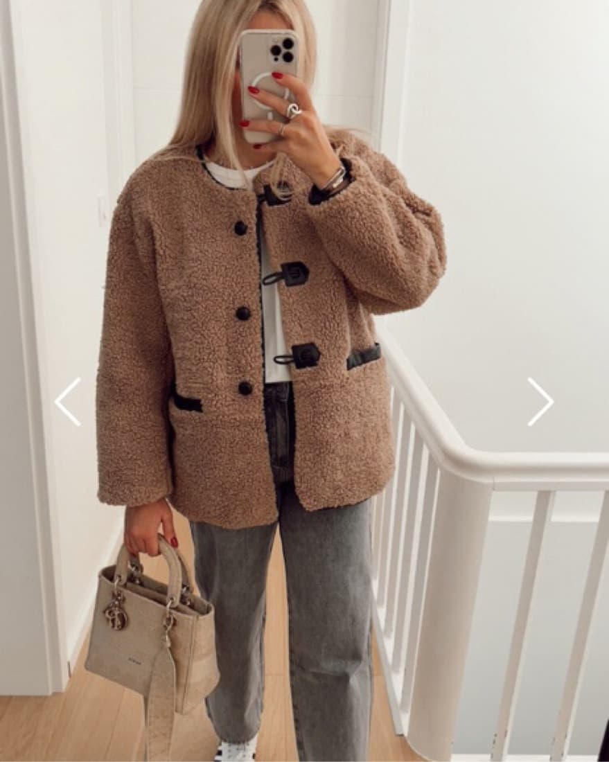 Camel Tan Sherpa Jacket - Image 3