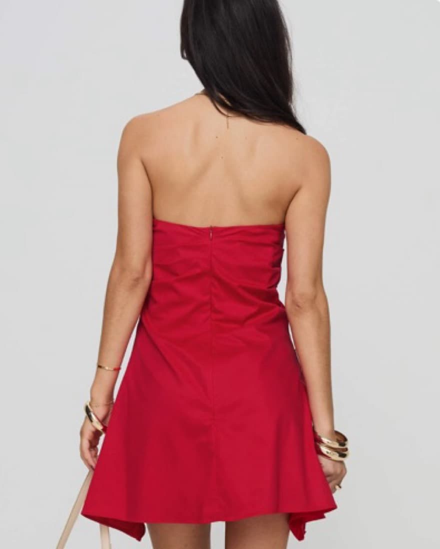 Alluring Red Strapless Dress - Image 2