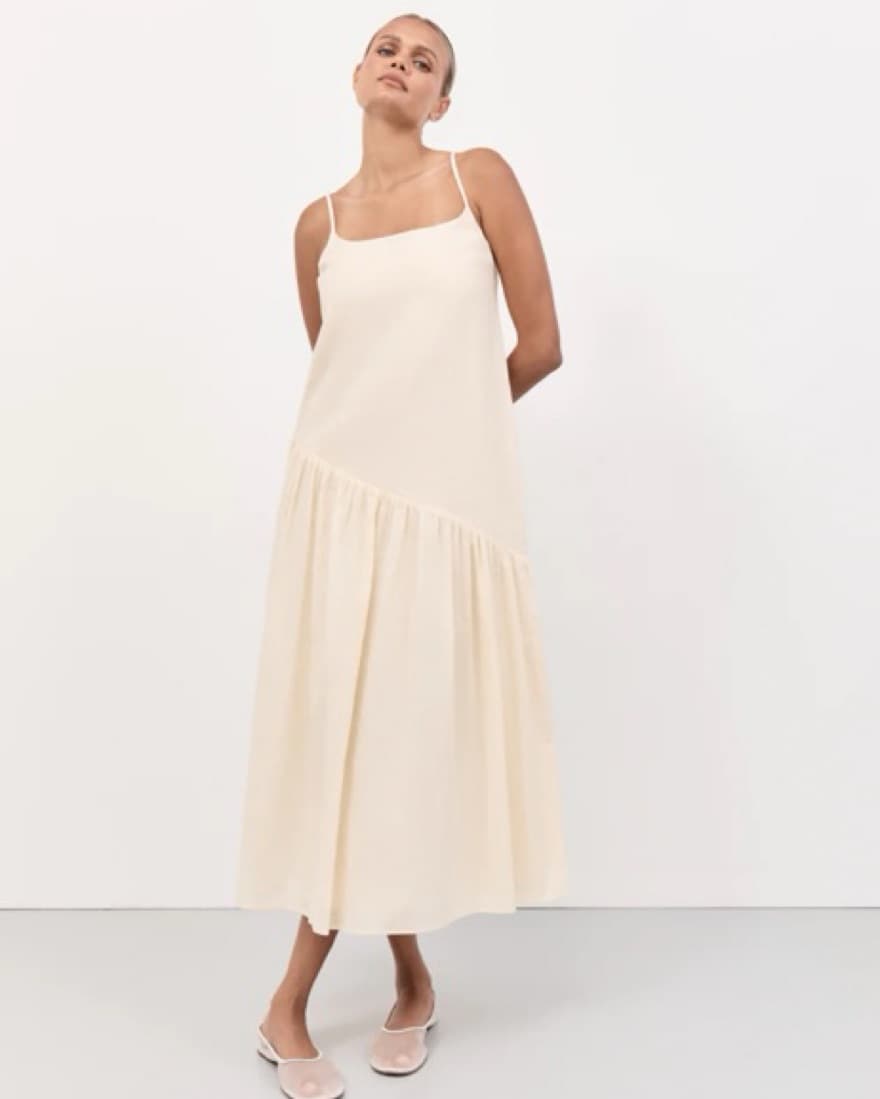 DISSH NOAH LEMON LINEN ASYM MIDI DRESS - Image 1