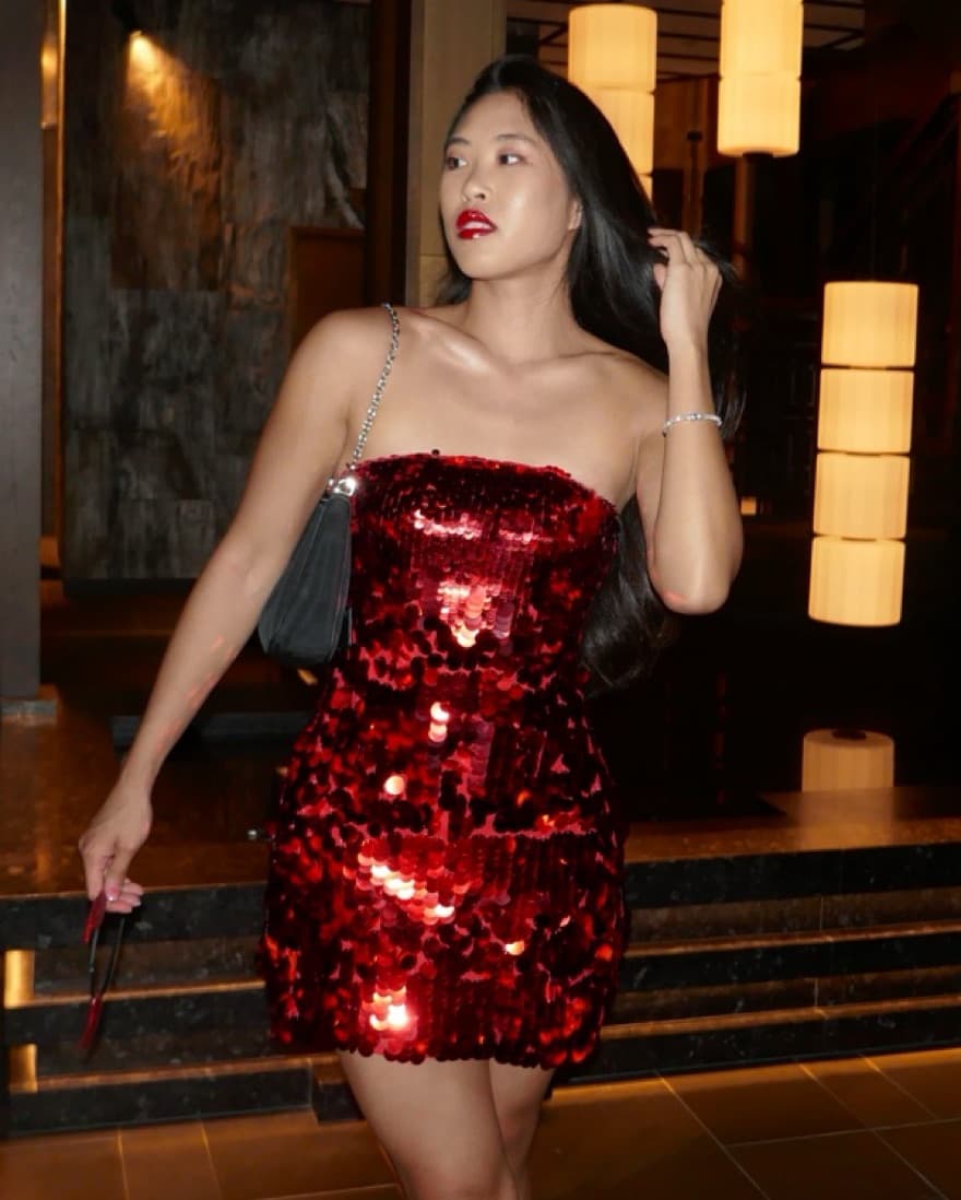 Max Mara Red Sequin Mini Dress - Image 2