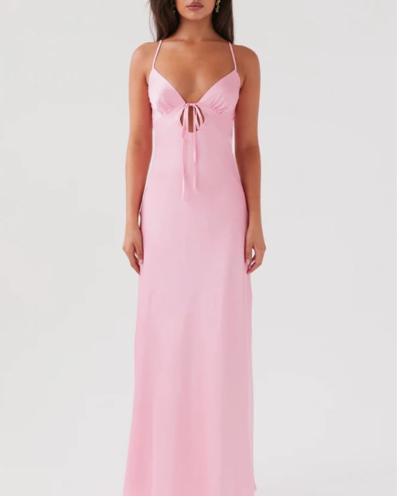 Flora Satin Maxi Dress - Candy - Image 2