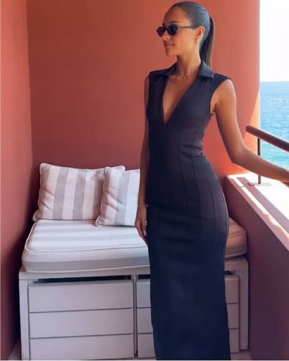 MESHKI Collared Keagan Dress Black XS - Image 1
