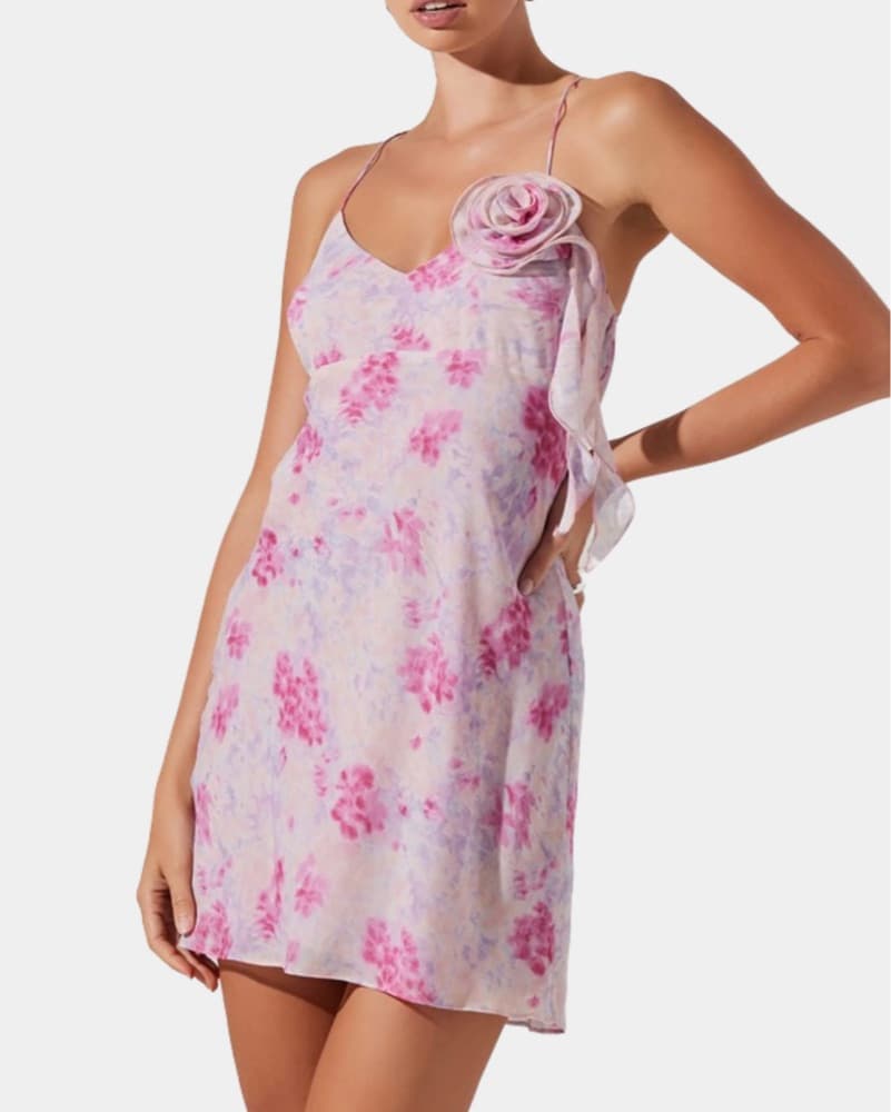 ASTR The Label Floral Slip Dress W Rose - Image 1