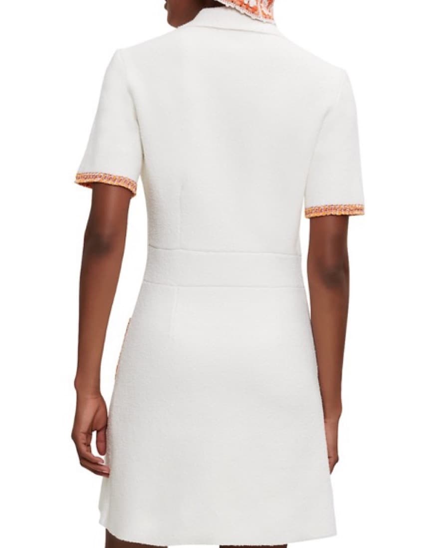 Maje White/orange Trim Tweed Mini Dress - Image 3