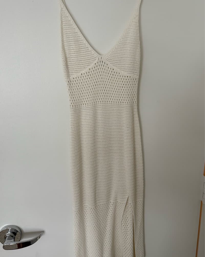 Aritizia White Crochet Midi Dress  - Image 1