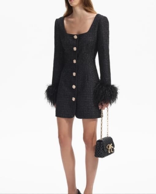 Self-Portrait Black Feather Mini Dress - Image 2