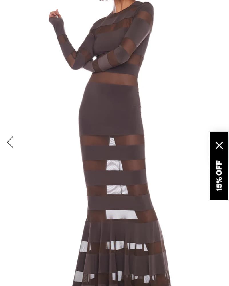 Norma Kamali Chocolate Brown Mesh Dress - Image 4