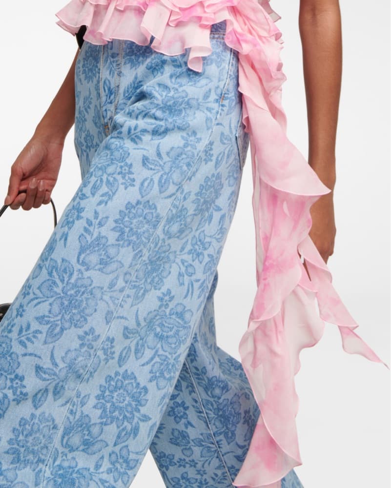 Alessandra Rich Top Silk Crystal Halter Ruffle Pink Swarovski Asymmetric V-Neck - Image 6
