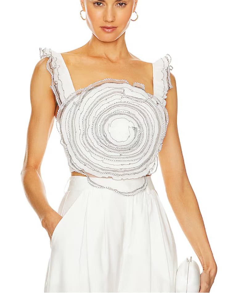 Elliatt Elegant White Floral Crop Top  - Image 1
