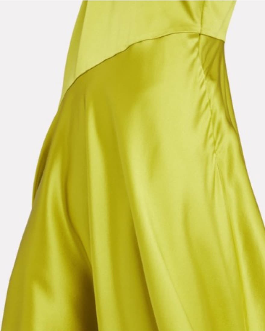 Chartreuse Satin Handkerchief Midi Dress - Image 5