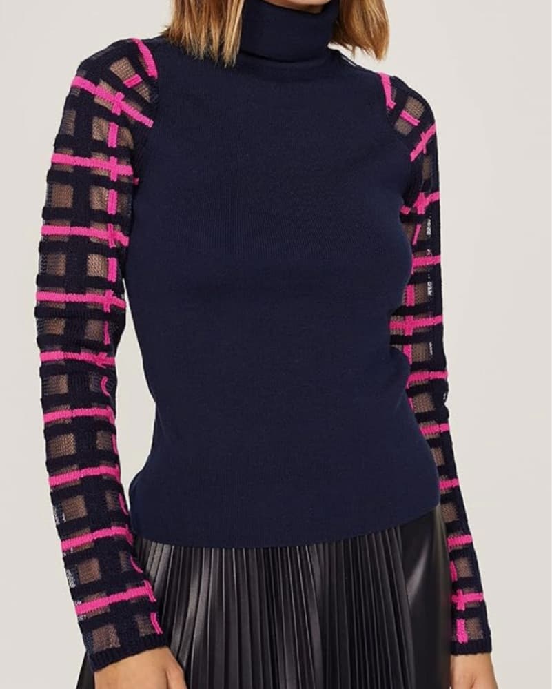 Sophisticated Sweater with Geometric Sleeves - Image 2