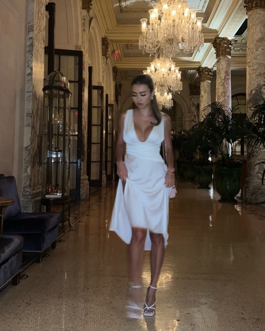 Danielle Guizio White Satin Dress - Image 2