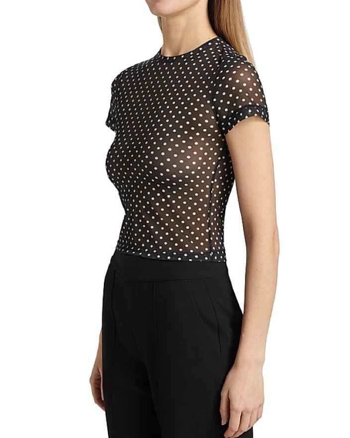 Aloce + Olivia Polka Dot Sheer T-Shirt - Image 4