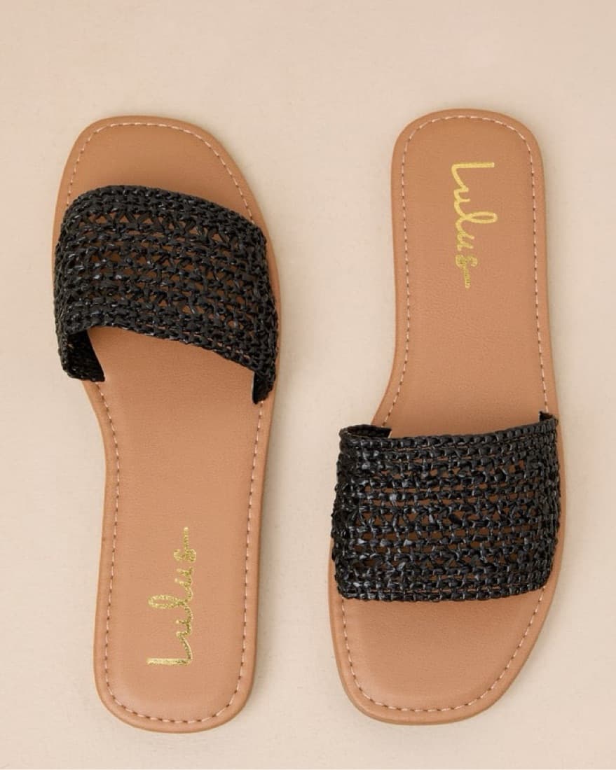 Lulus Black Raffia Sandal - Image 1