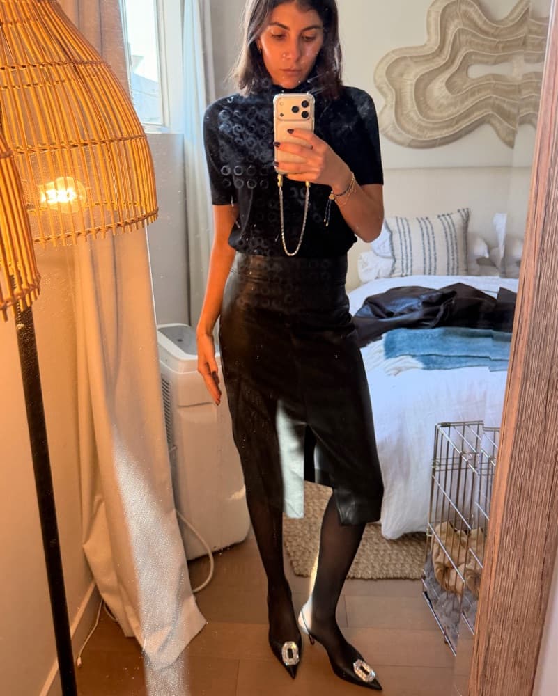 Faux Leather Pencil Skirt - Image 6