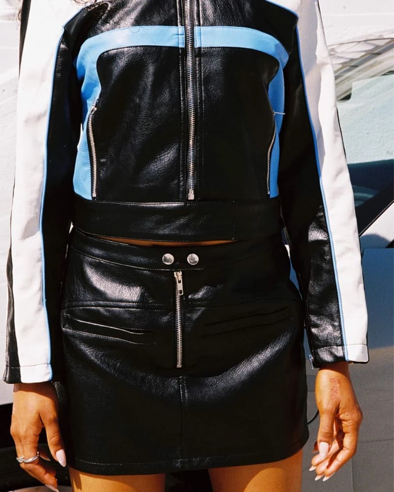 Faux Leather Black Mini Skirt - Image 3