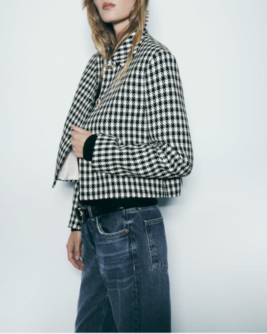 Zara Textured Houndstooth Jacket   - Image 4