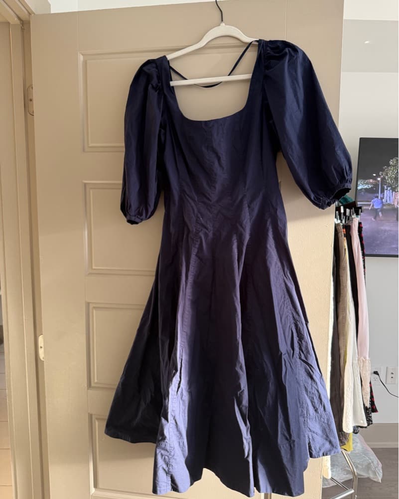 Staud Long Navy Dress - Image 3