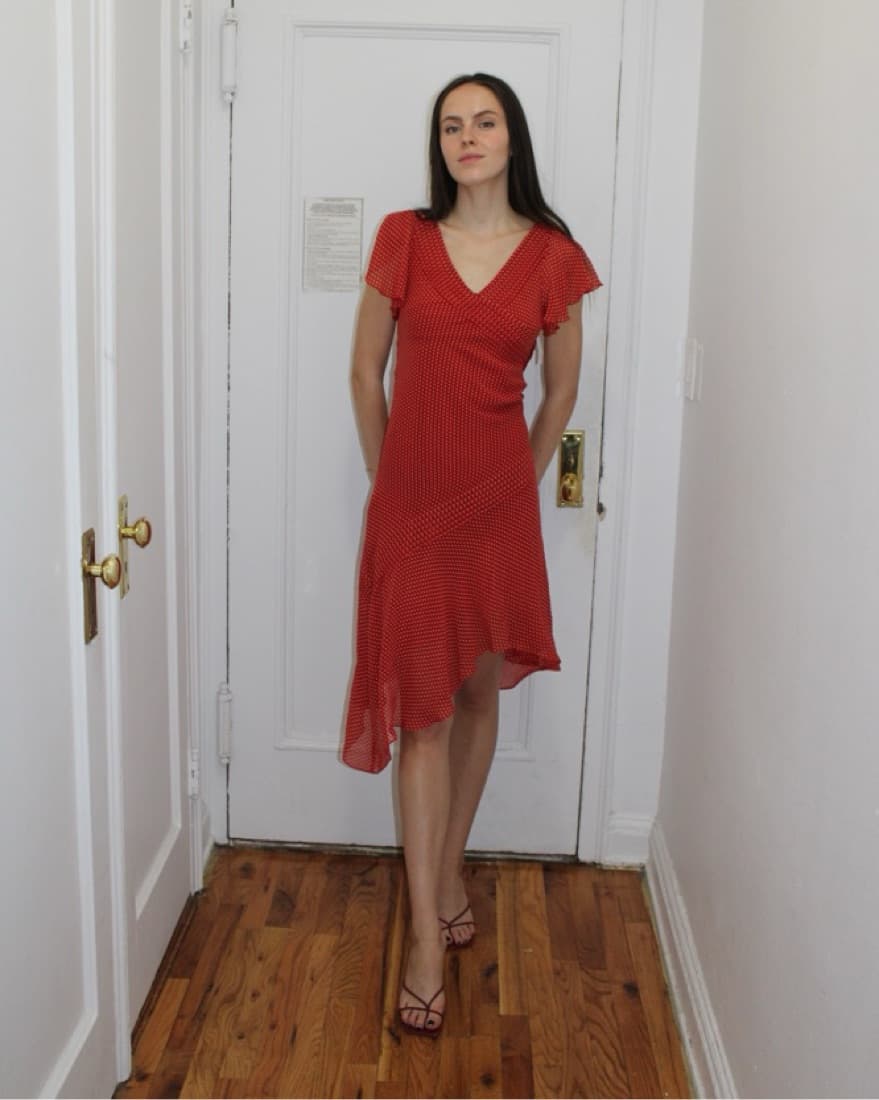 Adrianna Papell Polka Dot Silk Dress - Image 2