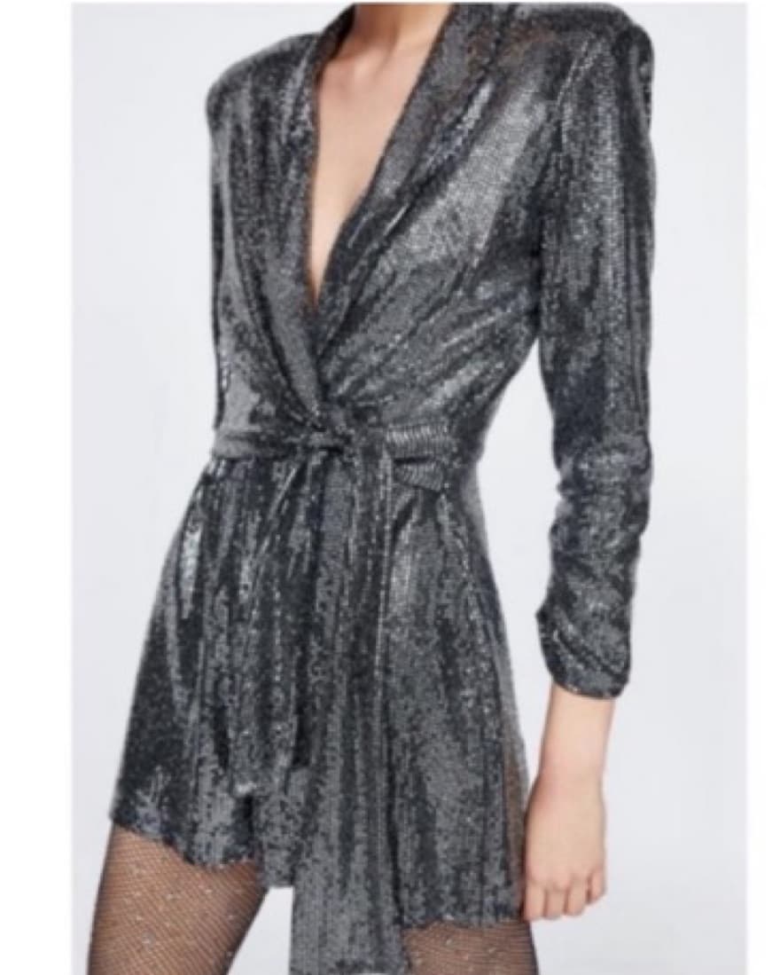 Zara Sparkling Silver Sequin Romper  - Image 2