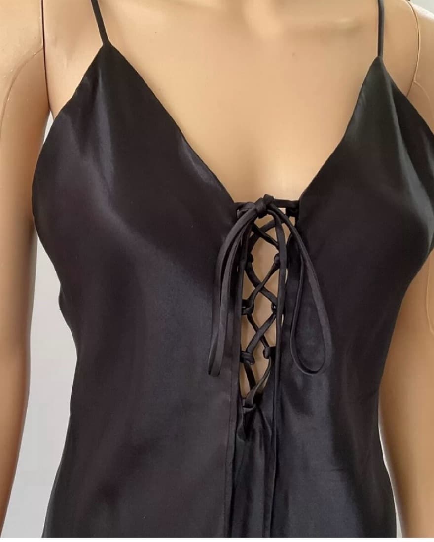 ZARA - SATIN BLACK DRESS - Image 4