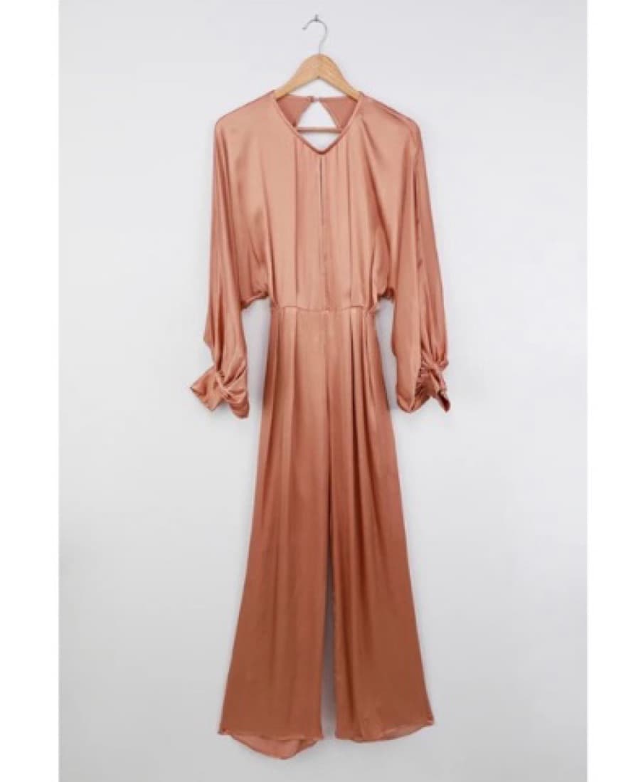 Rose Gold Satin Balloon Sleeve Jumpsuit - Image 4
