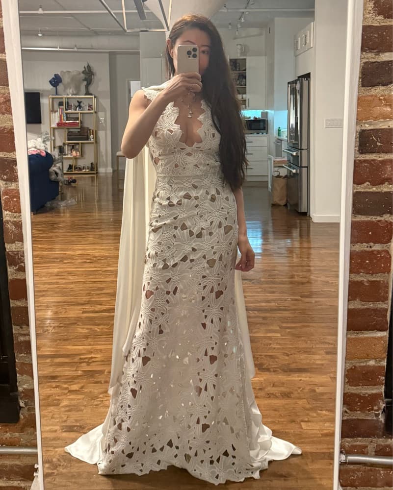 Patbo White Floral Gown + Satin Cape 0 - Image 6
