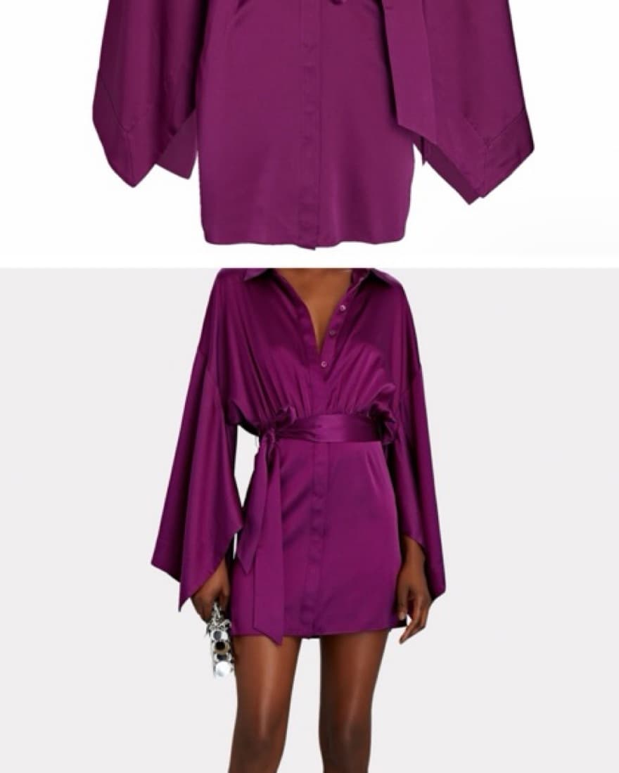 Retrofete Magenta Retro Satin Wrap Dress - Image 2