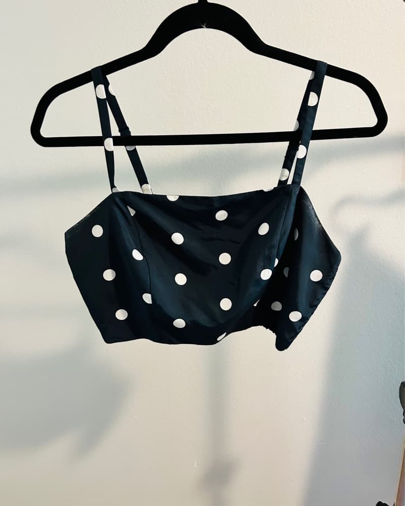 Polka Dot Crop Top and Midi Skirt Set - Image 2