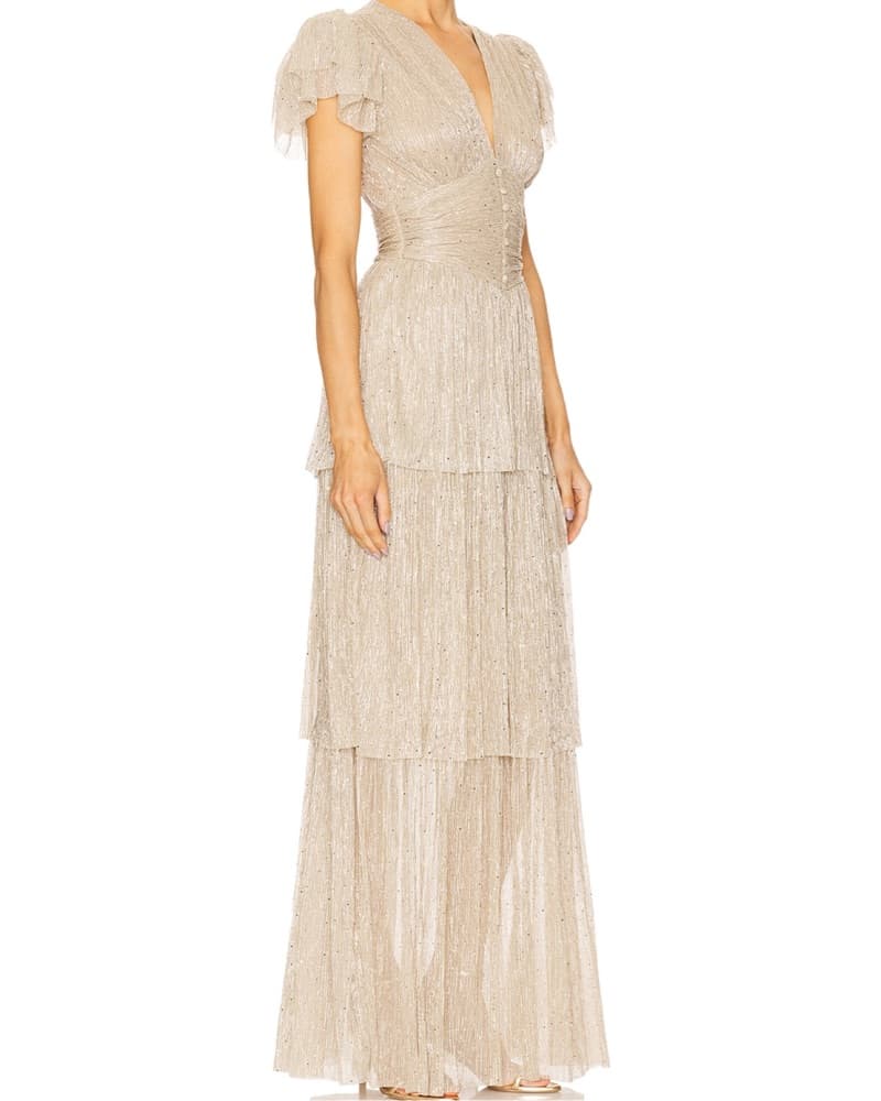 Sabina Musayev Gold Tiered Gown Dress - Image 2
