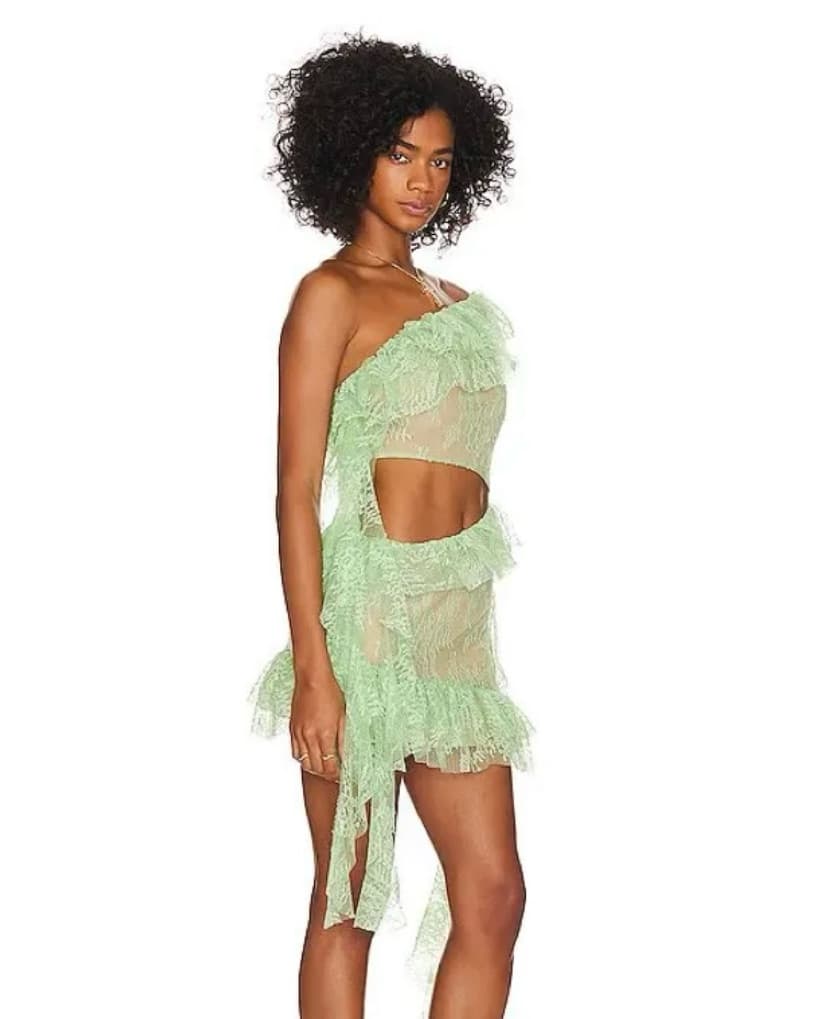 LOBA Ramona Mini Dress in Pale Green - Image 4