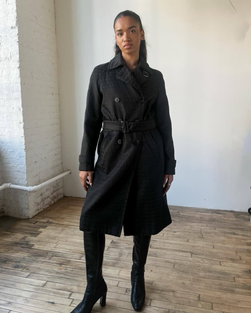 Fendi Zucca All Over Belted Trench Coat - Image 4