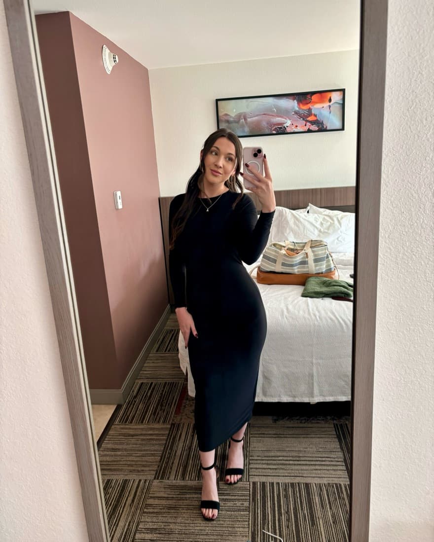 Black Long Sleeve Open Back Midi - Image 1