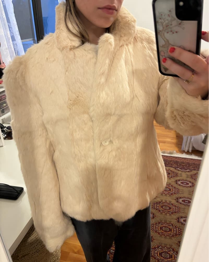 Vintage Fur White Coat - Image 3