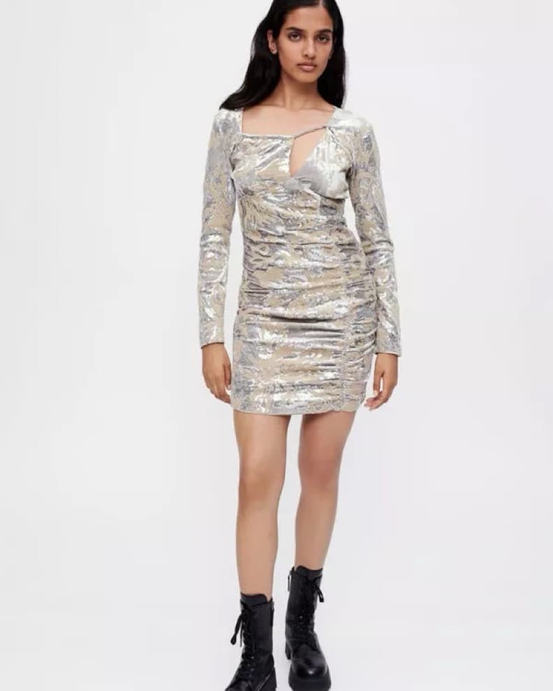 Gold Grey Sequin Dress  - Image 3
