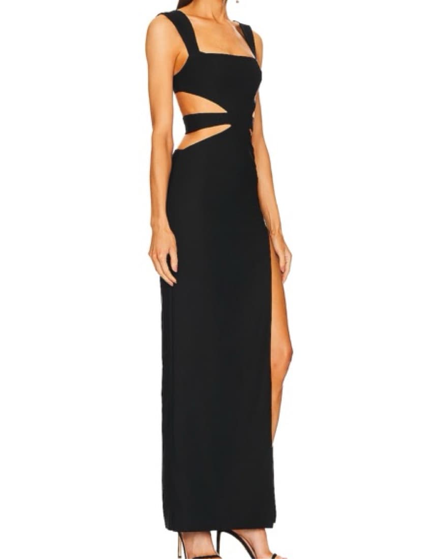 Michael Costello Black Cutout Gown - Image 3