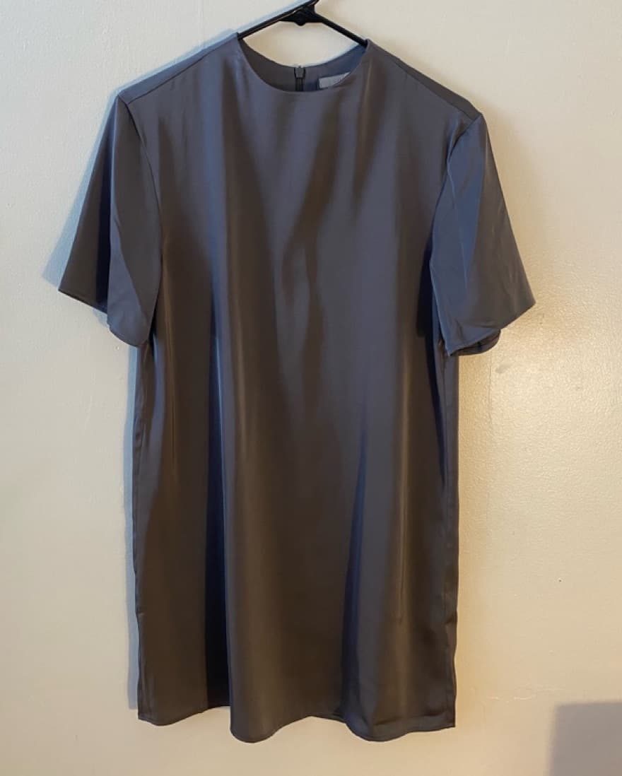Gray Silky T-Shirt Dress - Image 4
