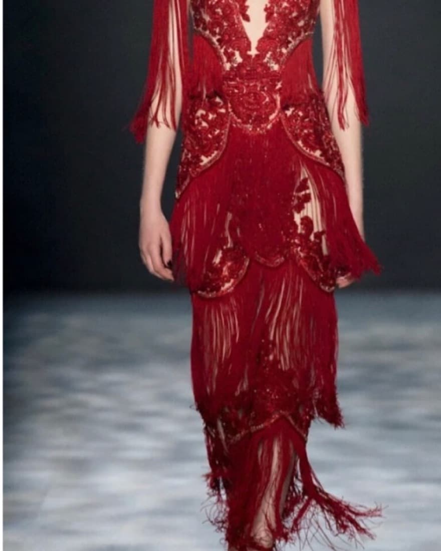 Marchesa Red Tulle Dress - Image 4