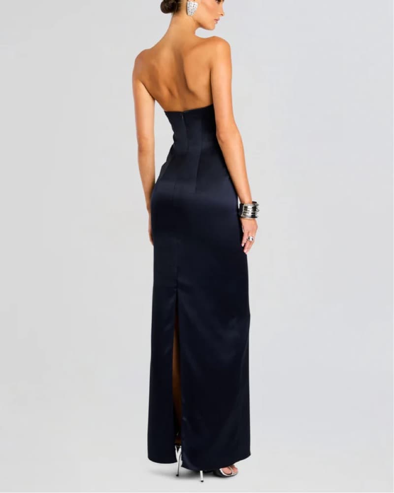 Elegant Navy Strapless Dress  - Image 5