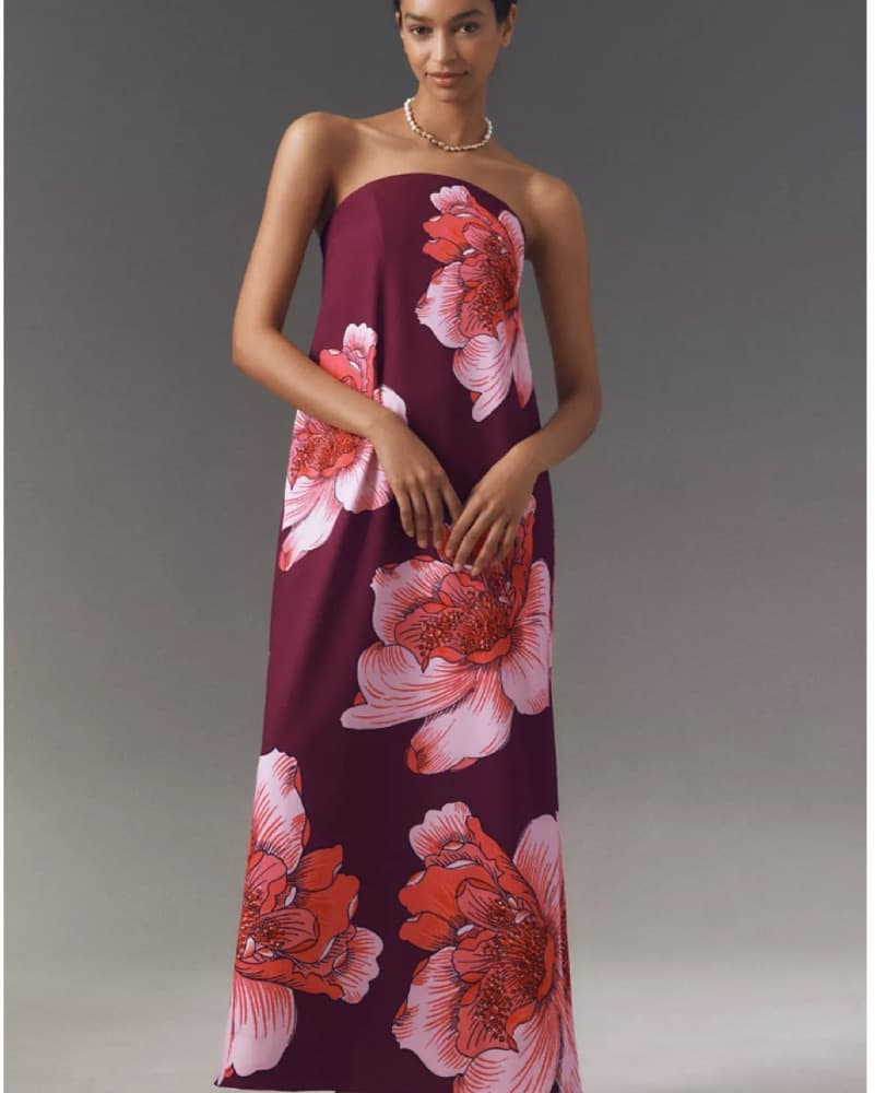 Anthropologie Floral Strapless Maxi Dress - Image 1